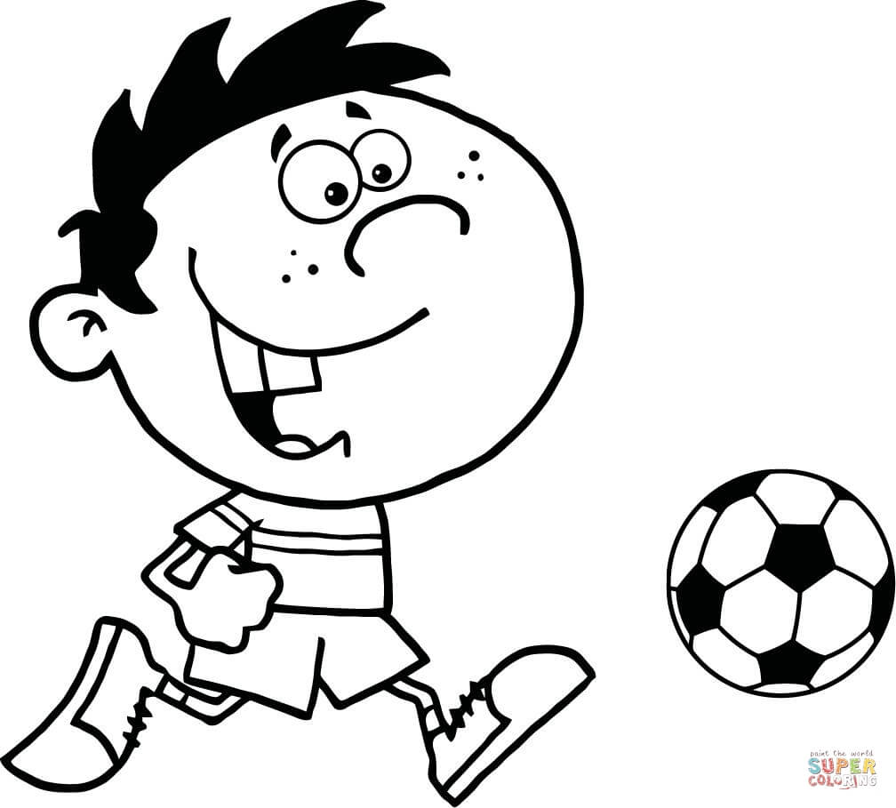 Soccer Boy With Ball Coloring Page