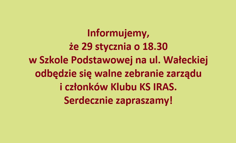 Walne Zebranie Zarządu I Członków Klubu KS IRAS
